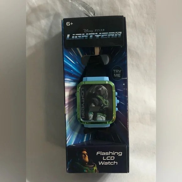 Disney Pixar Light Year boy’s flashing LCD square watch blue green.6+ - Picture 2 of 4